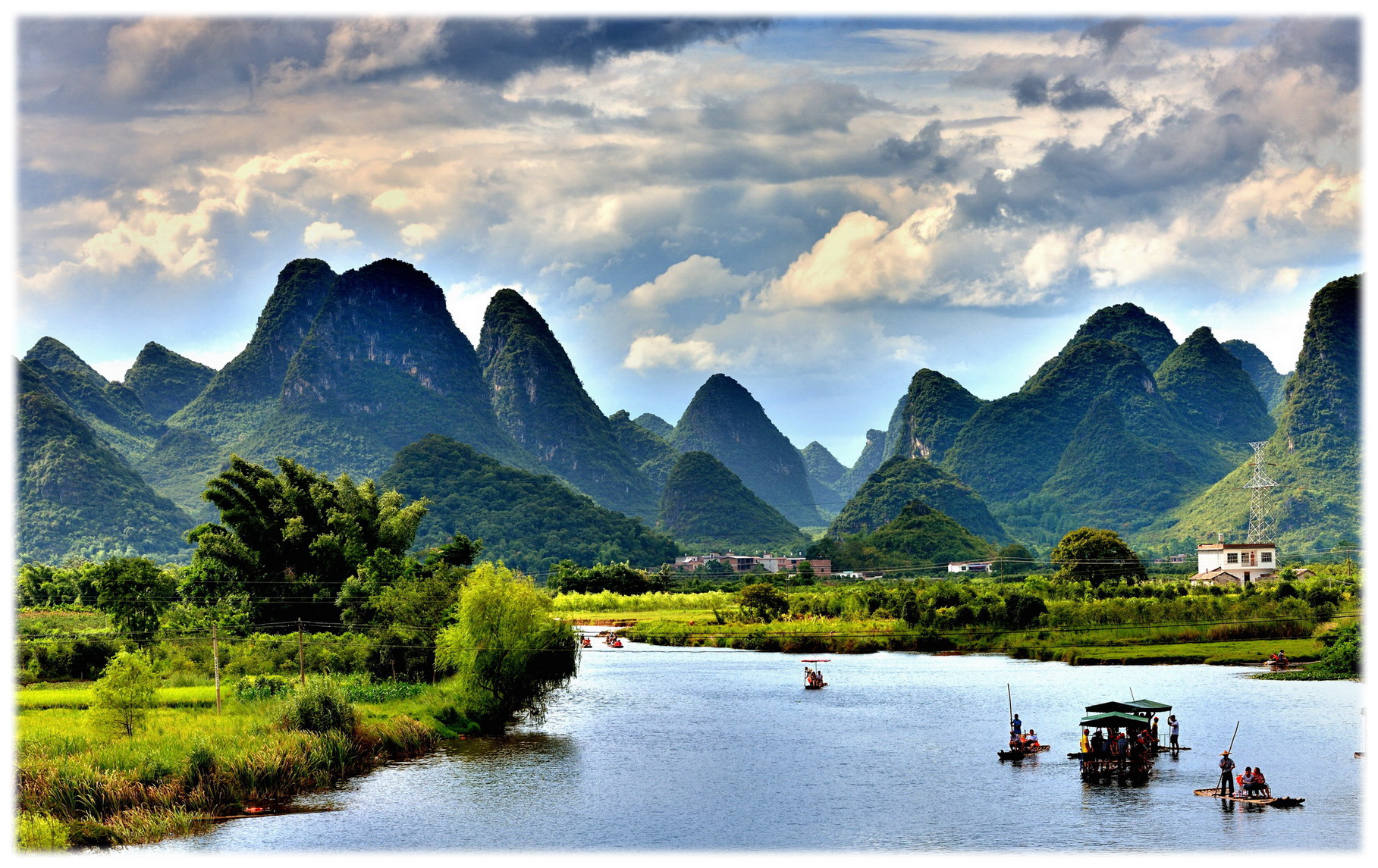 广西桂林,大漓江,梯田,遇龙河双人竹筏,银子岩3晚4日跟团游 (双飞,0